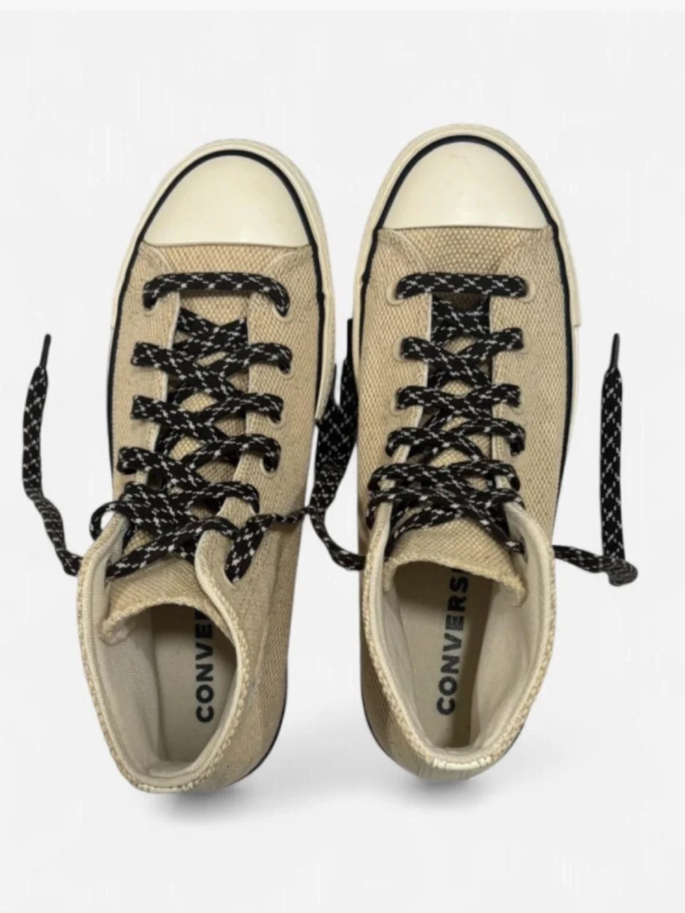 Converse Canvas CTAS Lift High-Top Sneakers Beige with Black Laces